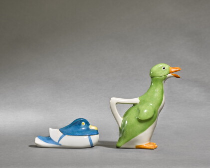 Catalog image of Duckling jug and cover, and Mandarin box and cover