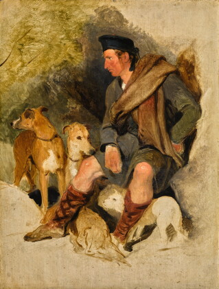 Catalog image of sir edwin henry landseer, r.a. | a highland ghillie with two deerhounds and a t…