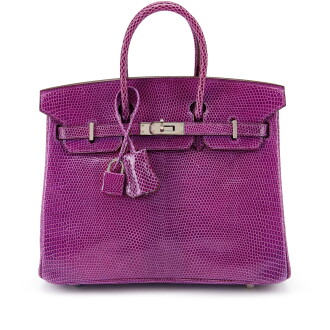 View 1 of Lot 5483: Violet Shiny Niloticus Lizard Birkin 25 Palladium Hardware, 2008
