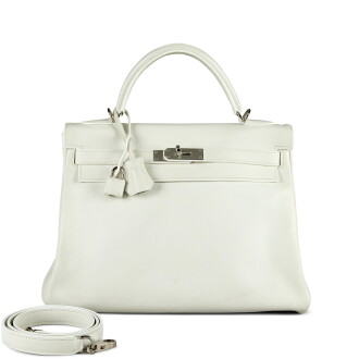 View 1 of Lot 100: White Swift Kelly 32 Retourné Palladium Hardware, 2008