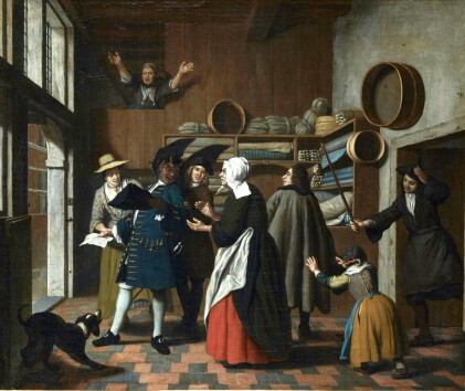 Catalog image of jan josef horemans the younger | the devil as a tax-collector, being expelled f…