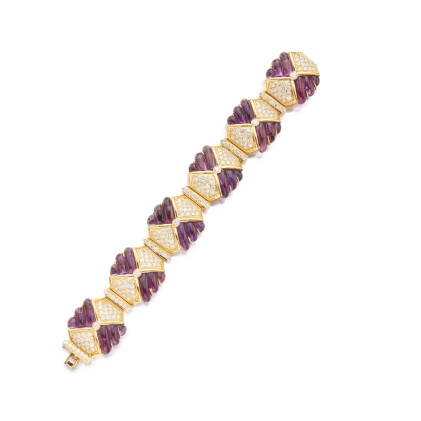 Catalog image of Gold, Amethyst and Diamond Bracelet