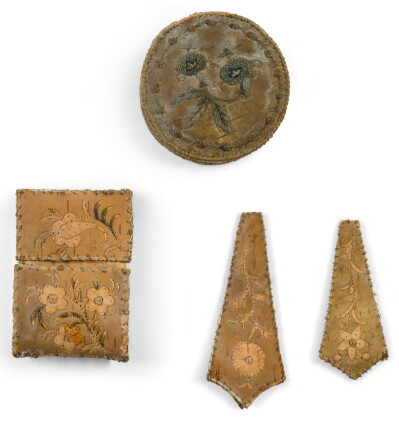 Catalog image of a northeastern embroidered birchbark trinket box