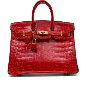 View 1 of Lot 1333: Sanguine Shiny Niloticus Crocodile Birkin 25 Gold Hardware, 2021