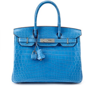 View 1 of Lot 6003: Bleu Mykonos Matte Niloticus Crocodile Birkin 30 Palladium Hardware, 2012