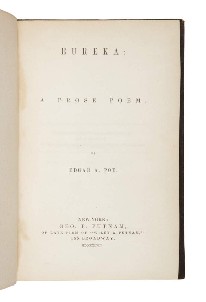 Edgar Allan Poe First Edition Eureka