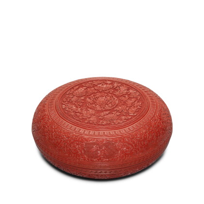 a carved cinnabar lacquer 'floral' box and cover, qing dynasty, qianlong period