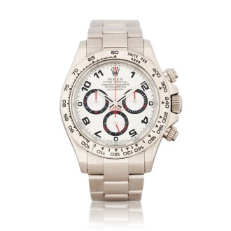 View 1 of Lot 1005: Daytona, Ref. 116509     Chronograph bracelet en or gris avec bracelet |  White gold chronograph wristwatch with bracelet     Vers 2007 |  Circa 2007