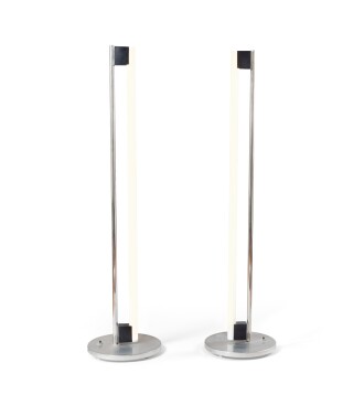 View 1 of Lot 1120: Pair of Tube lamps, designed in 1927 | Paire de lampadaires Tube, le modèle de 1927