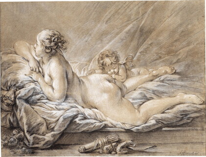 Catalog image of Recumbent Female Nude, with Cupid