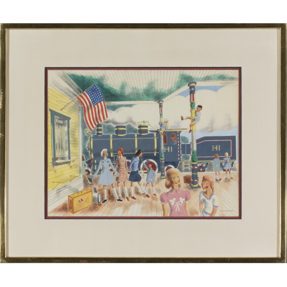 Flying Locomotor, mixed media by William Pene du Bois