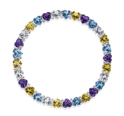 Catalog image of gem set and diamond necklace, 'cuori', michele della valle
