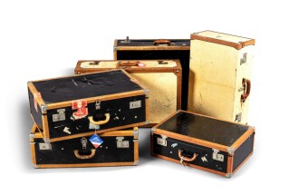 View 1 of Lot 1011: Fendi, Roma, set of six black and beige hard cases | Fendi, Rome, lot de six valises rigides noires et beiges