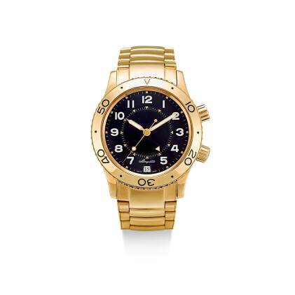 Catalog image of breguet | type xx, reference 3860 a yellow gold wristwatch with date, alarm and…