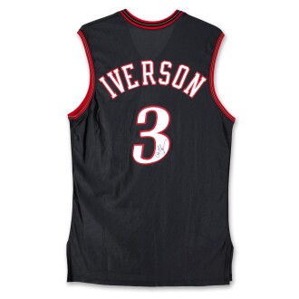View 1 of Lot 29: Allen Iverson Philadelphia 76ers 2000-2001 Game Worn and Signed Jersey  | Matched to 2 Games | 49 Points | 47 Points | MVP Season