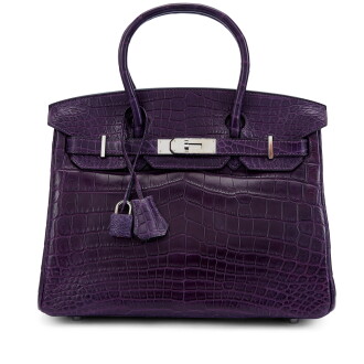 View 1 of Lot 6092: Violet Matte Niloticus Crocodile Birkin 30 Palladium Hardware, 2010