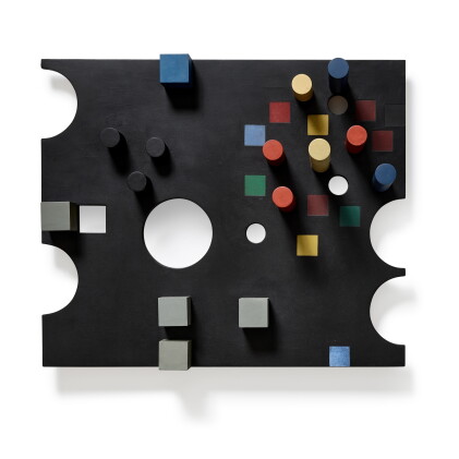 Catalog image of Relief rectangulaire, cercles découpés, carrés peints et découpés, cubes et cyl…