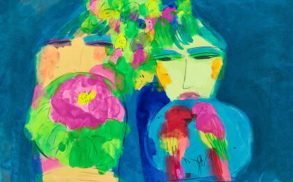 Catalog image of Walasse Ting 丁雄泉 | Two ladies with fans 執扇雙美