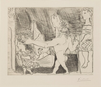 Catalog image of Minotaure aveugle guidé dans la nuit par une petite fille au pigeon (Bloch 223;…