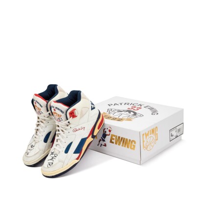 View 1 of Lot 4: Patrick Ewing 1992 Olympic Gold Medal Game 'Dream Team' Game Worn and Dual Signed Sneakers