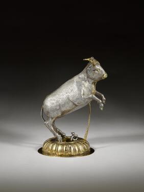 View 1 of Lot 515: A parcel-gilt silver cup in the form of a bull, possibly German, 17th century and later