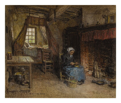 Catalog image of léon-augustin lhermitte | paysanne devant l'âtre