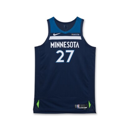 View 1 of Lot 67: Rudy Gobert Minnesota Timberwolves 2025 NBA Playoffs Western Conference Finals Game Worn Icon Edition Jersey | Games 3 and 4 | Matched to 2 Playoff Games