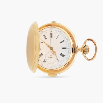 View 1 of Lot 442: Grande montre chronographe en or jaune à répétition des minutes, vers 1910