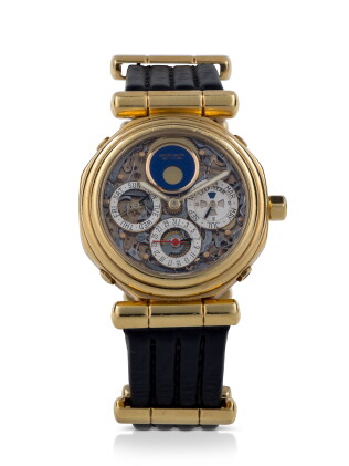 Catalog image of gérald genta | ref g4009.4 yellow gold perpetual calendar tourbillon wristwatch…