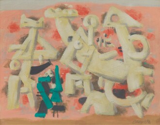 View 1 of Lot 38: Heitere Bewegung auf Rosa (Cheerful Movement on Pink) 