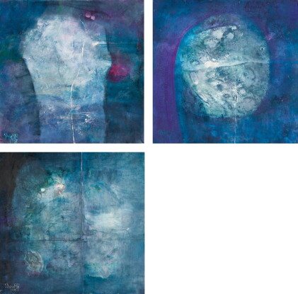 Catalog image of hussein shariffe | blue head one; blue head two; not quite off-centre