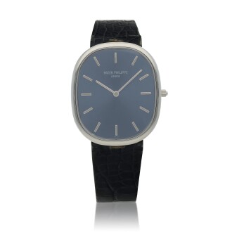 View 1 of Lot 18: Golden Ellipse, Ref. 5738P  Platinum wristwatch with blue gold sunburst dial  Circa 2009