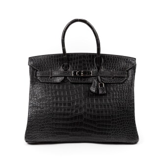 View 1 of Lot 89: Graphite Matte Porosus Crocodile Birkin 35 Palladium Hardware, 2006