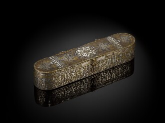 View 1 of Lot 91: A fine Khurasan silver-inlaid brass penbox, Persia, circa 1200