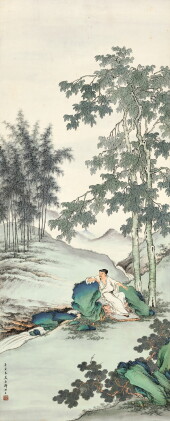 Catalog image of zheng mukang 鄭慕康 | scholar under tung tree 桐蔭消夏圖