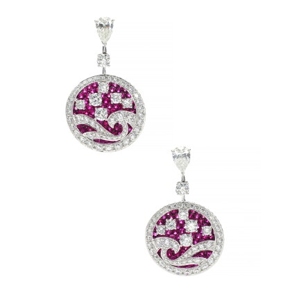 Catalog image of Pair of ruby and diamond earrings