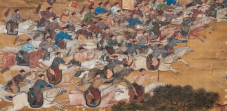 View 1 of Lot 92: The Great Victory at Qurman, A rare and important fragment of an imperial battle painting, Qing dynasty, Qianlong period