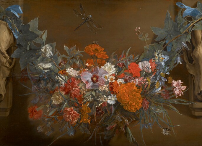 Michaelina Wautier, A garland of flowers suspended between two animal skulls, sold in the Master Paintings Evening Sale, 30 January 2019 for $471,000