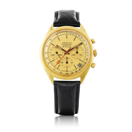 Catalog image of zenith | el primero, ref g583 yellow gold chronograph wristwatch with date circa 1969