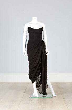 Catalog image of black corset gown, worn by carine roitfeld at the 2017 icons event, fall 2017 c…