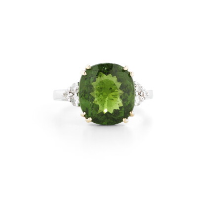 Catalog image of bague tourmaline et diamants | tourmaline and diamond ring