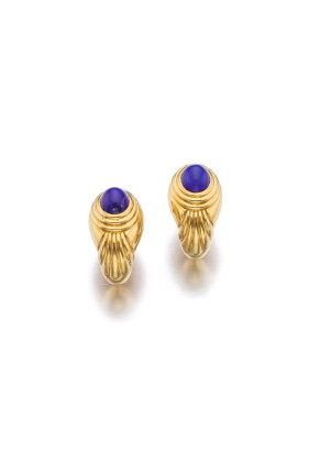 Catalog image of pair of lapis lazuli and gold ear clips, 'jaipur' | boucheron