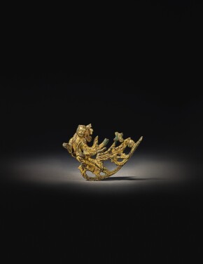 View 1 of Lot 3506: A gilt-bronze figure of an Apsara Northern Wei – Northern Qi dynasty | 北魏末至北齊 鎏金銅飛天像