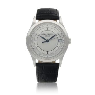 View 1 of Lot 28: 'Grande' Calatrava, Ref. 5296G  White gold wristwatch with date and two-tone sector dial  Circa 2012