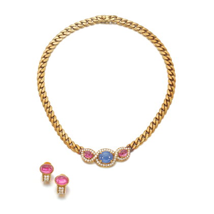Catalog image of Sapphire, tourmaline, diamond and gold demi-parure