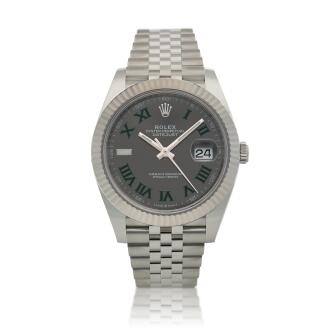 View 1 of Lot 9: 'Wimbledon Dial' Datejust 41, Ref. 126334  Stainless steel and white gold wristwatch with date and bracelet  Circa 2019