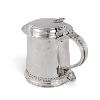 View 1 of Lot 9: An American Silver Tankard, Charles LeRoux, New York, circa 1715
