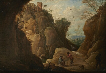 Catalog image of david teniers the younger | mountain landscape with travellers