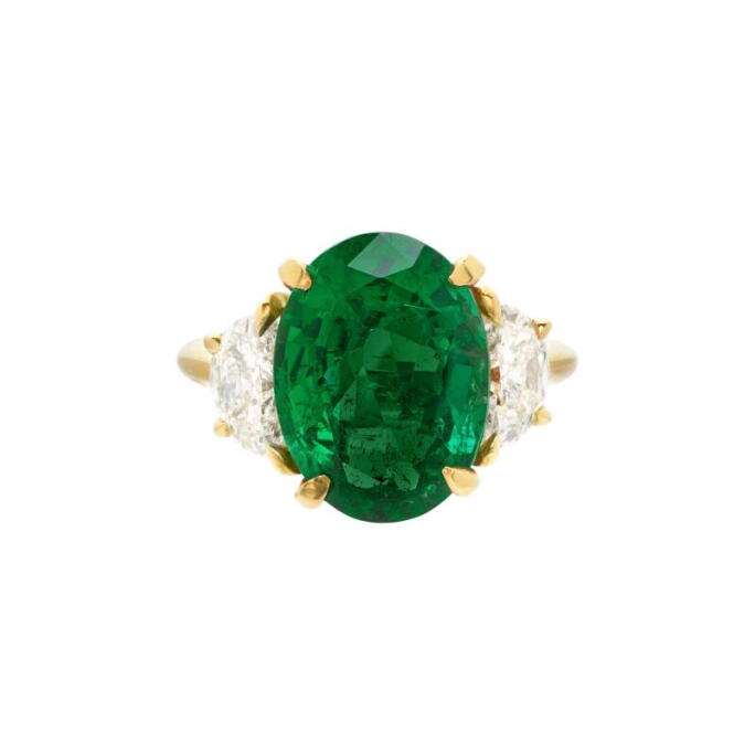 Zambian Emerald and Diamond Ring