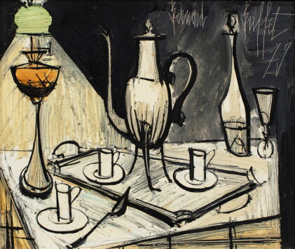 Catalog image of Nature morte au service à café et à la lampe à pétrole